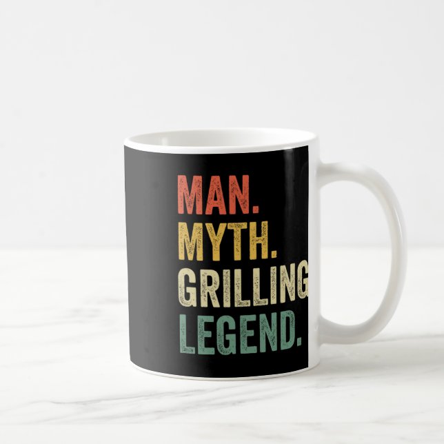 Grilling Bbq Funny Man Myth Grill Legend Fathers D Coffee Mug (Right)