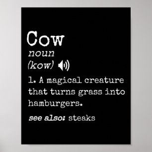 Grilling Beef Steak Lover Funny Cow Hamburger Defi Poster