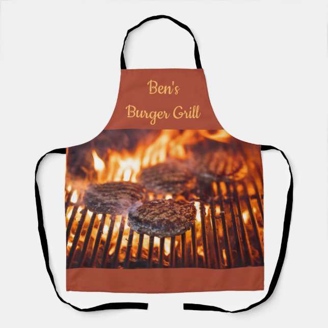 Grilling Burgers Custom Apron  (Front)