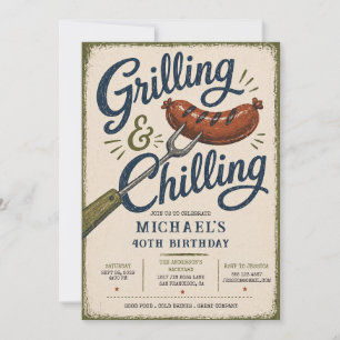 Grilling & Chilling BBQ 40th Birthday Invitation