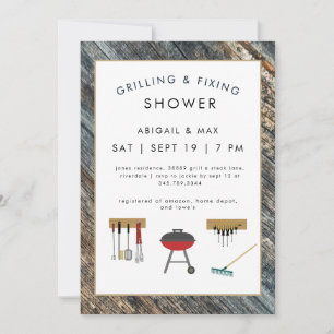 Grilling & Fixin Couples Wedding Shower Invitatio Invitation