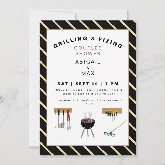 Grilling & Fixing Couples Wedding Shower II Invitation (Front)