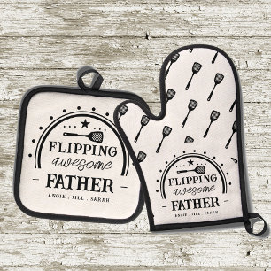 Grilling Flipping Awesome Father Oven Mitt & Pot Holder Set