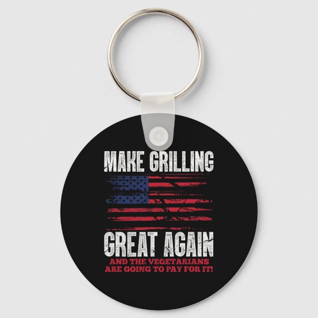 Grilling Great Again Funny Trump Bbq Pit Master  Key Ring (Front)