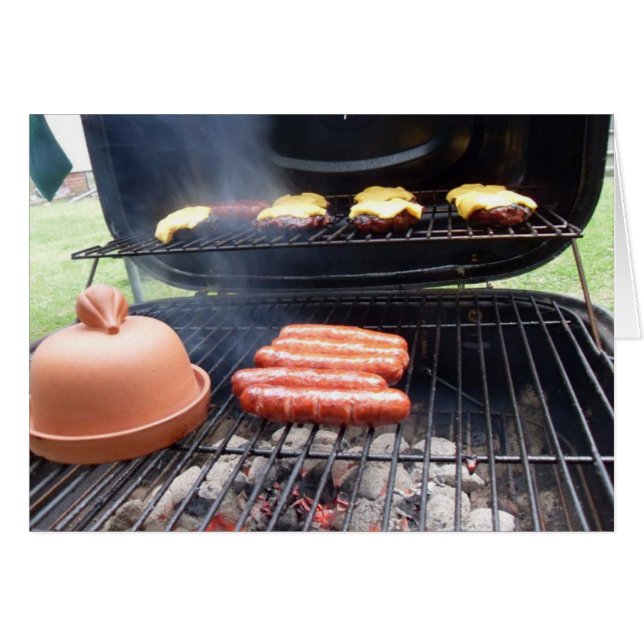 Grilling Hamburgers and Hot Dogs Card (Front Horizontal)