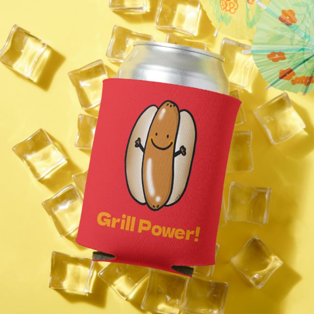 Grilling Hot Dog Cartoon Can Cooler (In Situ Summer)