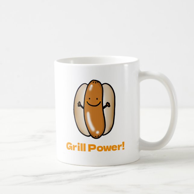 Grilling Hot Dog Cartoon Coffee Mug (Right)