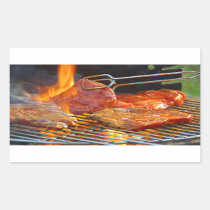 grilling rectangular sticker