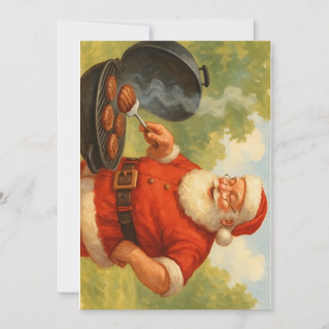 Grilling Santa Holiday Card (Front)