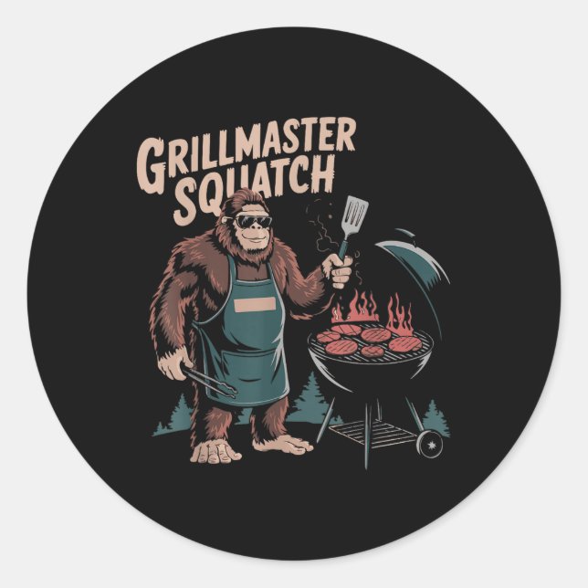 Grillmaster Sasquatch Bbq Lover Funny Grilling Bar Classic Round Sticker (Front)
