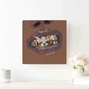 Grillz Aesthetic, Gold Grills (Grillz) teeth art Square Wall Clock