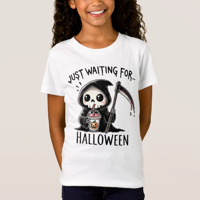 Grim & Chill – Just Waiting for Halloween T-Shirt (Front)