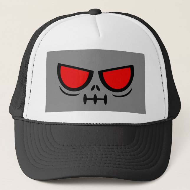 Grim Face™ Brand Grey & Black Trucker Hat (Front)