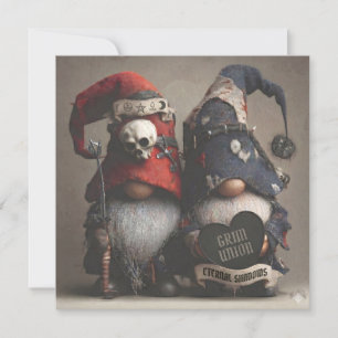 Grim Fantasy Gnomes Holding Heart with Text Card