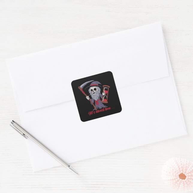 Grim Father Time Square Sticker (Envelope)