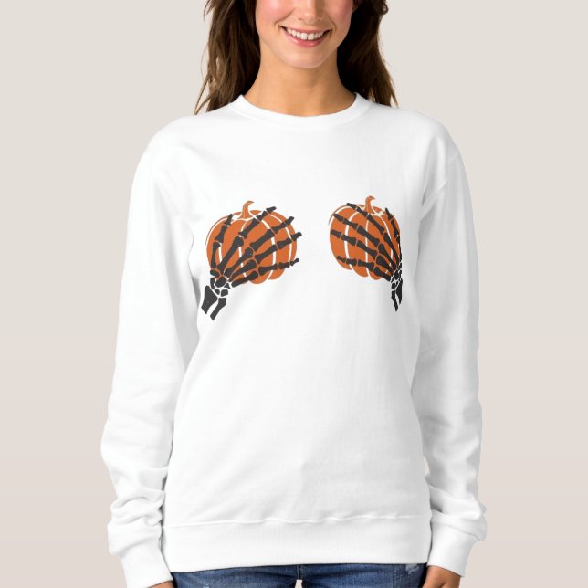 Grim Grasp Pumpkin Twins Women Sweatshirt (Front)