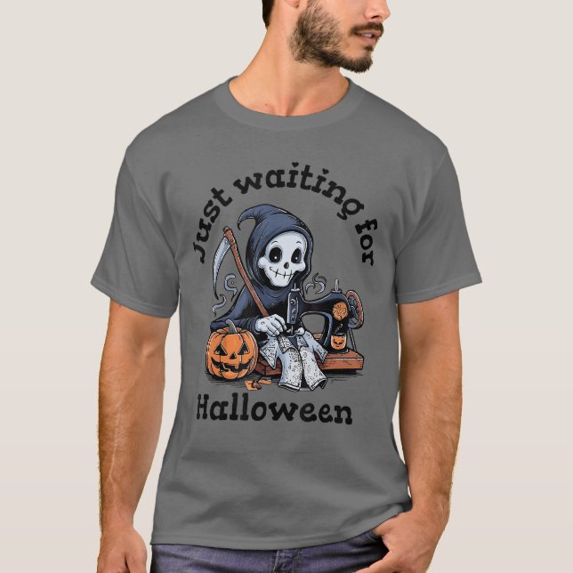 Grim Just Waiting For Halloween T-Shirt (Front)