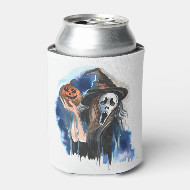 Grim Reaper and Pumpkin Can Cooler (Can Front)
