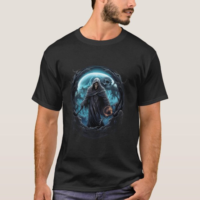 Grim Reaper and Skeleton Enthusiasts Essential Des T-Shirt (Front)