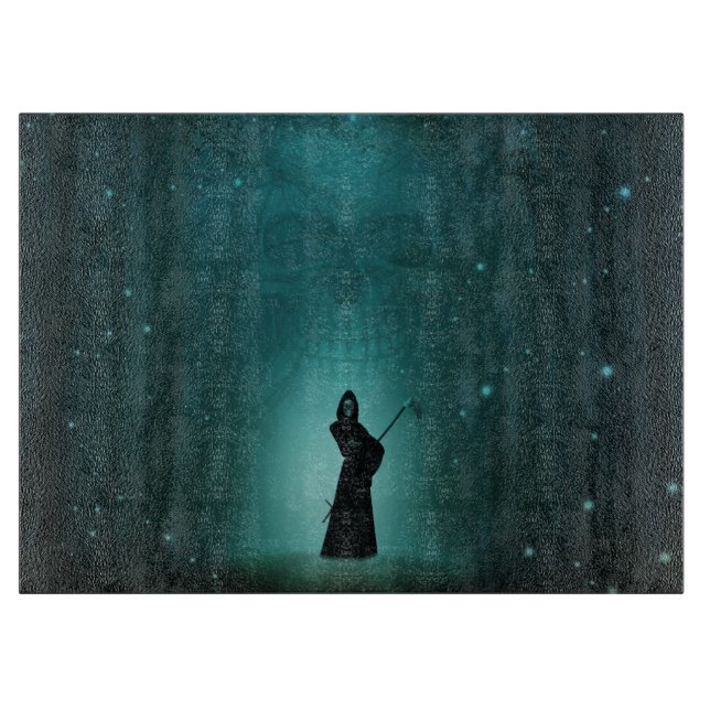 Grim Reaper and Skull Cutting Board (Front)
