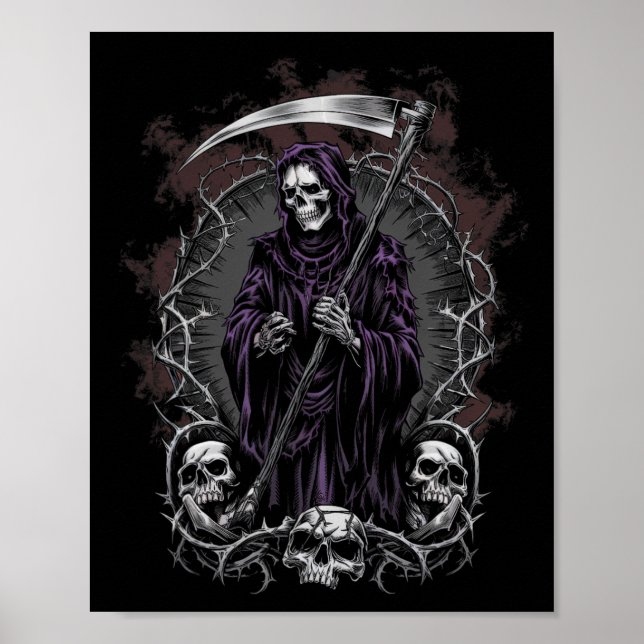 Grim Reaper Artwork Horror Halloween  Poster (Front)