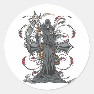 Grim Reaper Awaits Classic Round Sticker