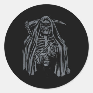 Grim Reaper Backside Classic Round Sticker