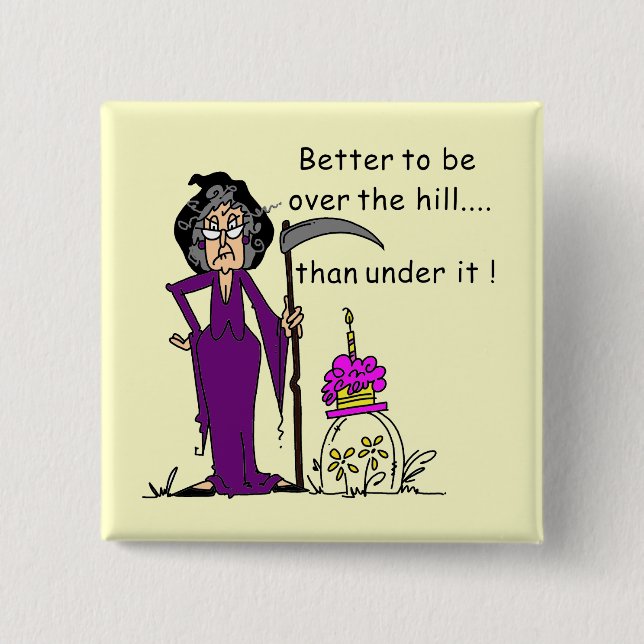 Grim Reaper Birthday Humour 15 Cm Square Badge (Front)