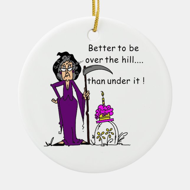 Grim Reaper Birthday Humour Ceramic Tree Decoration (Front)