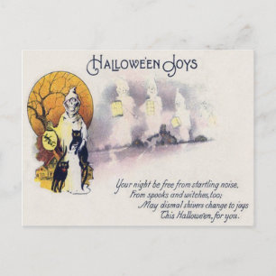 Grim Reaper Black Cat Lantern Full Moon Postcard