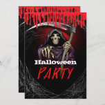 Grim Reaper Bloody Halloween Party Invitation<br><div class="desc">customise for your event. The Party Text is removable or can be re-positioned.
Created by Wannapik - Freepik.com</div>