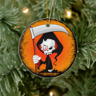 Grim Reaper Cartoon  Ceramic Tree Decoration