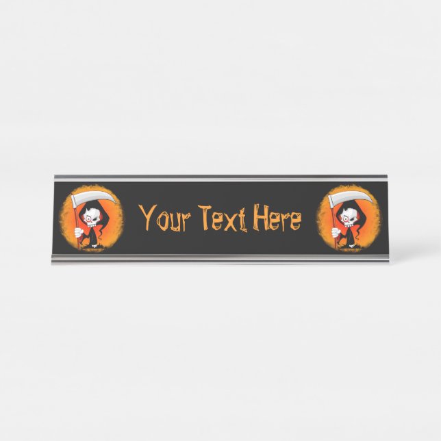 Grim Reaper Cartoon  Desk Name Plate (Front)