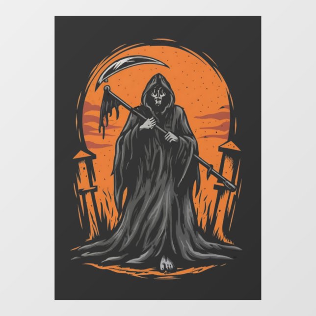 Grim Reaper Cartoon in Sunset Graveyard (Sheet)