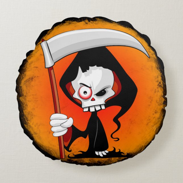 Grim Reaper Cartoon  Round Cushion (Front)