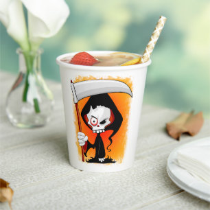 Grim Reaper Cartoon Water Bottle Paper Cups
