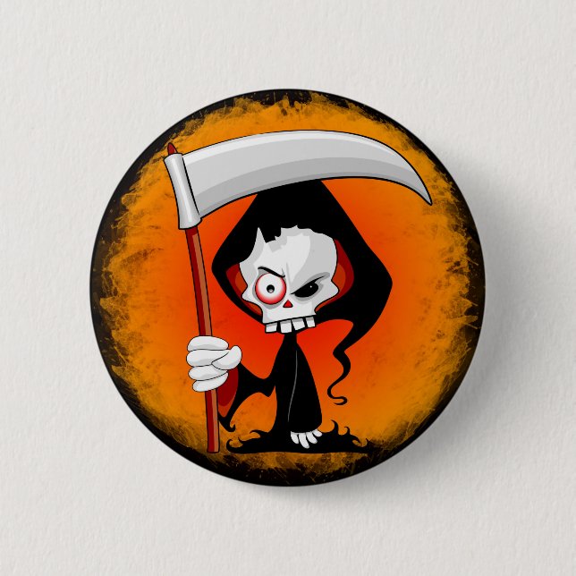 Grim Reaper Creepy Funny Cartoon 6 Cm Round Badge (Front)