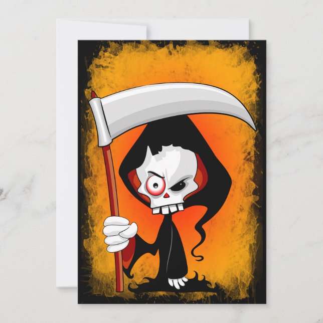 Grim Reaper Creepy Funny Cartoon Invitation (Front)