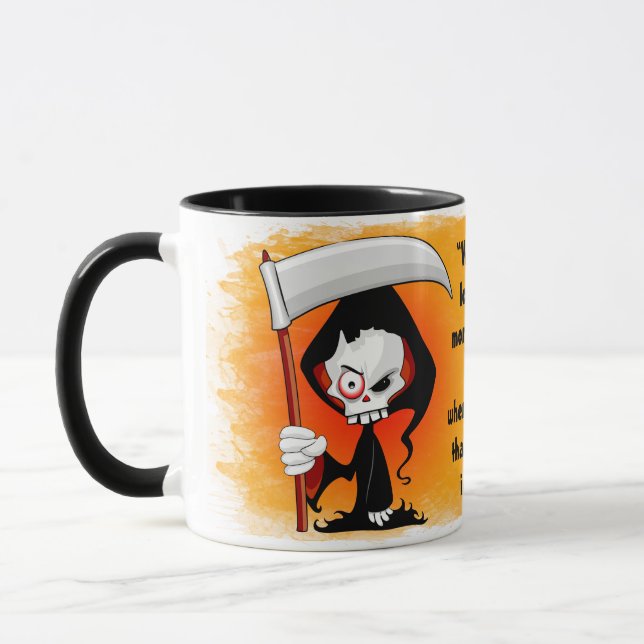 Grim Reaper Creepy Funny Cartoon Mug (Left)