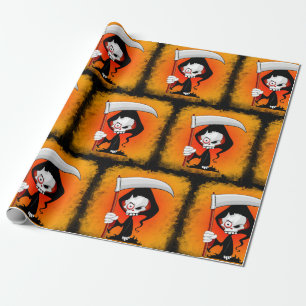 Grim Reaper Creepy Funny Cartoon Wrapping Paper