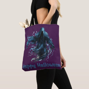 Grim Reaper Dark Purple Happy Halloween Tote Bag
