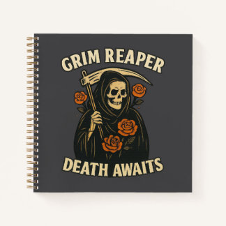 Grim Reaper Death Awaits Gothic Halloween Notebook