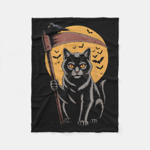 Grim Reaper Death Black Cat Halloween Mum Women Fleece Blanket