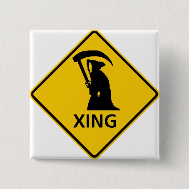 Grim Reaper / Death Crossing Highway Sig 15 Cm Square Badge (Front)