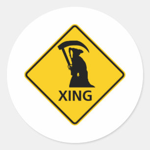 Grim Reaper / Death Crossing Highway Sig Classic Round Sticker