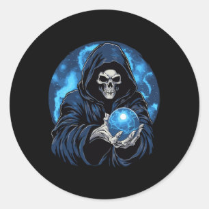 Grim Reaper Death Skeleton Halloween  Classic Round Sticker