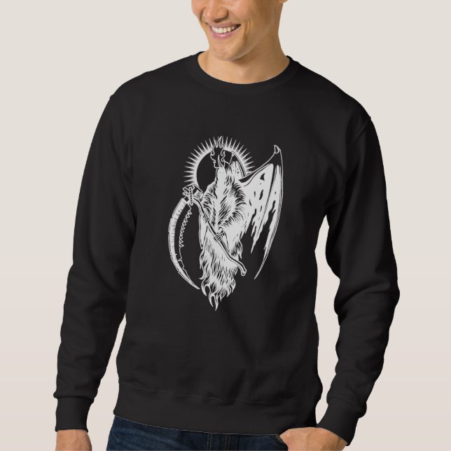 Grim Reaper Devil Wing Occult Dark Art Metal Goth  Sweatshirt (Front)