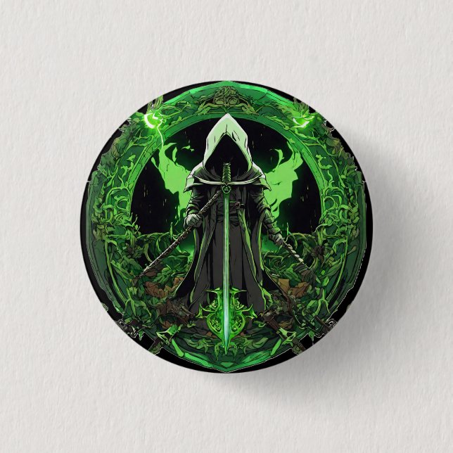 Grim Reaper Emblem In Green6 3 Cm Round Badge (Front)