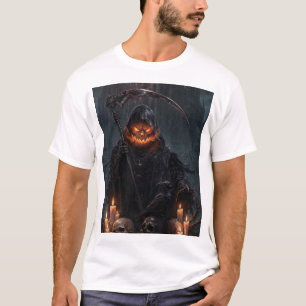 Grim Reaper Fire Sorcerer Dark Fantasy T-Shirt