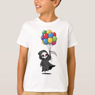 Grim Reaper Floating with Balloons Kids T-Shirt